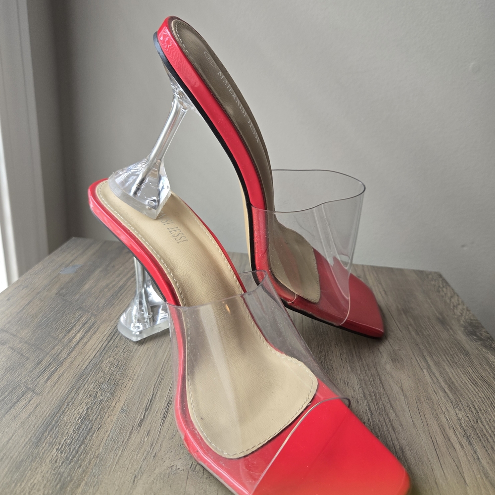 Elegant Red Stiletto Heels with Slingback